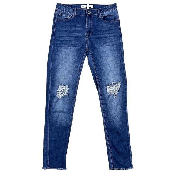 Papaya High-Rise Raw Hem Whisker Ripped Jeans Size 9 - Picture 1 of 7